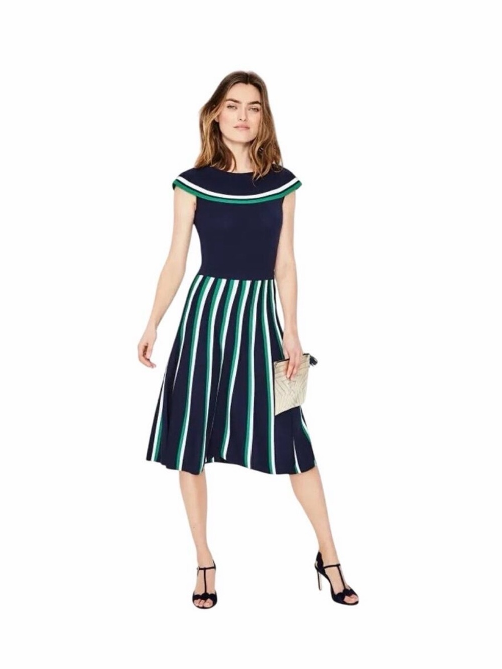 BODEN |  Margie off-the-shoulder striped midi dress size 14
